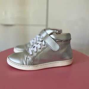 Jacadi silver leather high-top sneakers, size 34